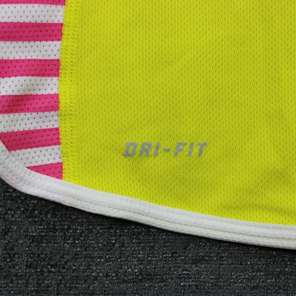 Nike Dri-FIT Womens Tank Top Neon Yellow Pink Striped Racerback Running Small